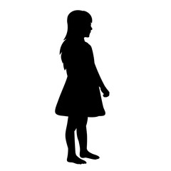 vector, isolated, black silhouette of a child, girl, on a white background