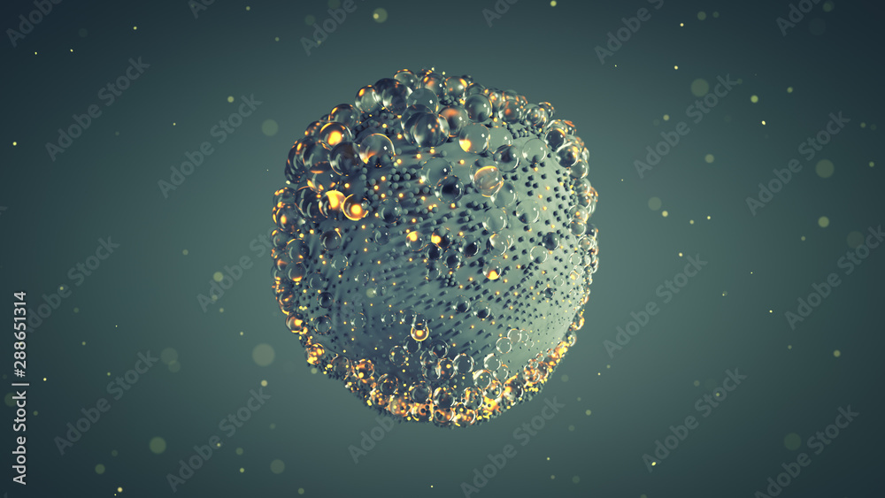 Wall mural molecule sphere is floating 3d rendering illustration