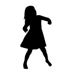 black silhouette of a child, girl dancing