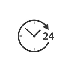 24, assistance, support, shopping icon. Vector illustration, flat design.