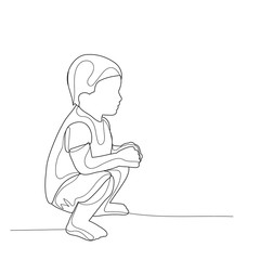 vector, isolated, sketch with lines child, boy sitting