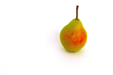 Pear fruit  on a white background. Place for text.