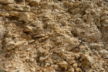 Background of real sand. Part of the mountain closeup shot.