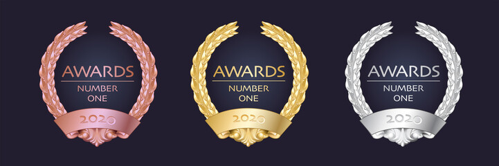 Vector golden wreath anniversary_nomber one