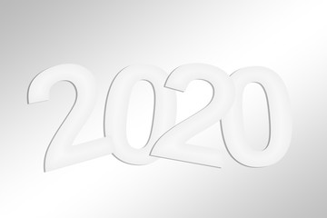 2020 greeting card with white cut paper