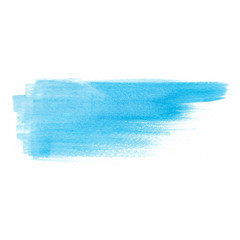 Fototapeta na wymiar Blue watercolor brush strokes on white background. Copy space for text.