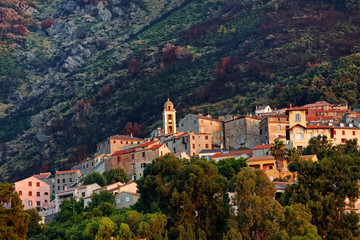 Fototapeta na wymiar Cervione village after mountain fire in Corsica