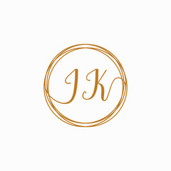 Letter JK logo template. Creative fashion logo design, couple letter , beauty icon. Initial handwriting or handwritten logo for identity. Logo with hand drawn style. wedding concept -vector