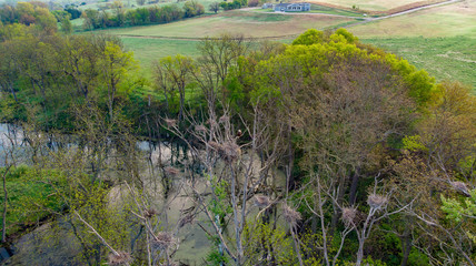 Nebraska rural countryside landscape with pond