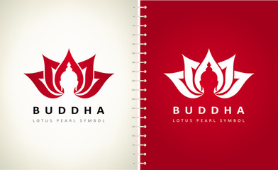 Buddha and lotus flower logo vector design