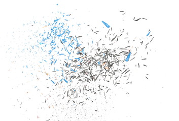 Fototapeta premium Pencil tip shavings from sharpener isolated on white background, top view