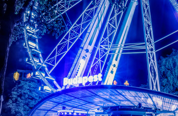 Budapest eye. Ferris Wheel in Budapest Square At Night