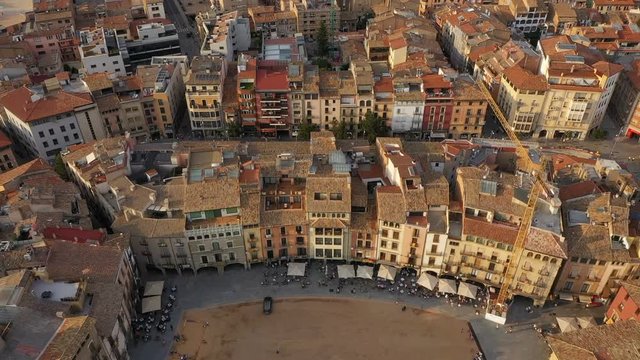 Aerial top view of Vic city in Spain. Catalonia. Video footage