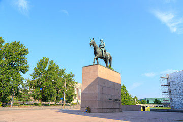 Helsinki, Finland. Equestrian monument of Mannerheim, Karl Gustav Emil (1867-1951). The monument...