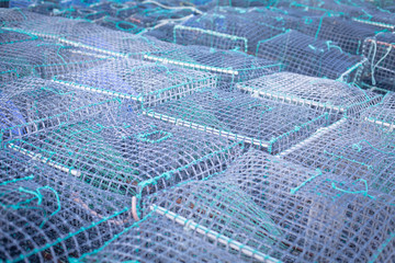 Close up of fishing cages