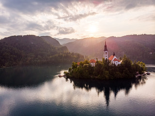 Fototapeta premium Bled Lake, Slovenia (Drone shots)