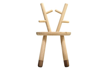 Wooden furniture. Creative child chair made of natural wood on a white background