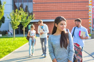 Students walking outside university campus