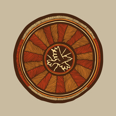 Tribal round decorative symbol. Ethnic ornamental hand drawn backdrop. Vector illustration.