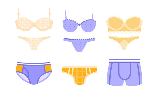 Collection of Male and Female Underwear Clothes Vector Illustration