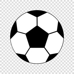 Soccer ball flat icon on transparent background.