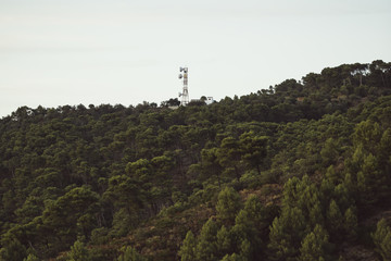 Antenna above the forest mountain
