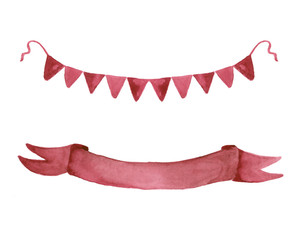 Obraz premium burgundy watercolor flags for invitations and posters