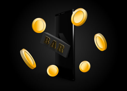 Slot Machine Online Casino Mobile Smartphone Game Icons and Symbols 3D Render