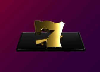 Slot Machine Gold Online Casino Mobile Smartphone Game Icons and Symbols 3D Render