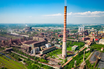Industrial landscape with heavy pollution produced by a large factory