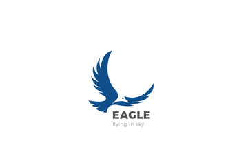 Obraz na płótnie Canvas Eagle Flying Soaring Logo abstract design vector template Negative space style. Falcon Hawk Logotype concept icon.