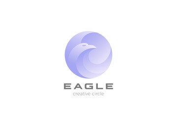 Eagle Logo circle abstract design vector template. Falcon Hawk Logotype concept icon.