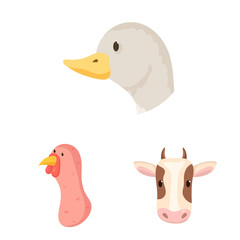 Vector design of farm and head logo. Set of farm and homemade stock symbol for web.