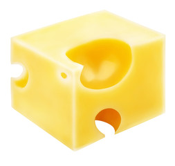 cheese cube piece isolated on white background