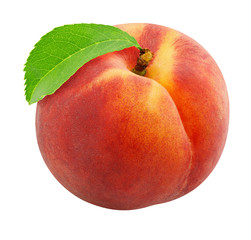 ripe peach isolated on white background