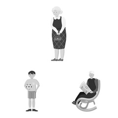 Vector design of face and portrait symbol. Set of face and happy stock symbol for web.