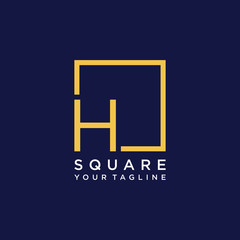 Fototapeta premium letter H Logo design with square frame line art. business consulting concept. studio icon - vector