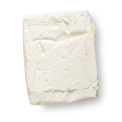 Cottage cheese iisolated on white background. Top view