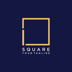 letter I Logo design with square frame line art. business consulting concept. studio icon - vector