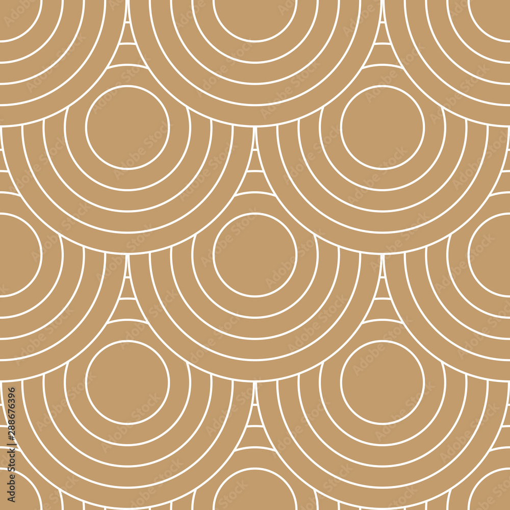Poster Abstract retro pattern of geometric shapes. Golden mosaic backdrop. Geometric wave of circles  background, vector
