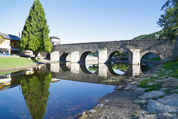 Fototapeta na wymiar Detail of the Pilgrims Bridge of Molinaseca, province of León, Castile and Leon, Spain
