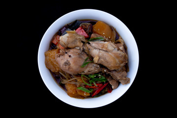 Korean chicken food with soy sauce, Jjimdak