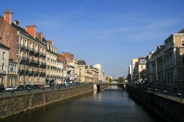 chateaubriand quay in rennes (brittany - france) 