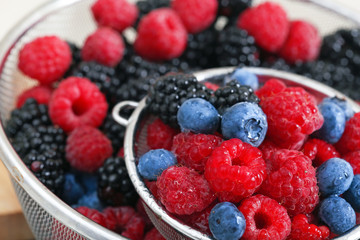 Healthy food from fruit in the sieve