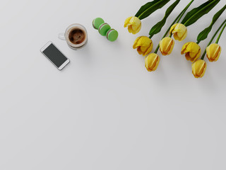 Yellow tulips 3d rendered illustration