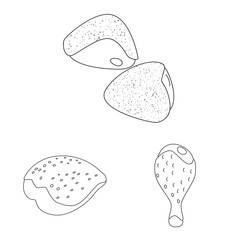 Isolated object of food and grilled icon. Set of food and bird stock symbol for web.
