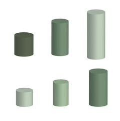 set of volumetric geometric shapes cylinders isolated on white background