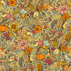 Cartoon hand-drawn Doodles on the subject of Thanksgiving