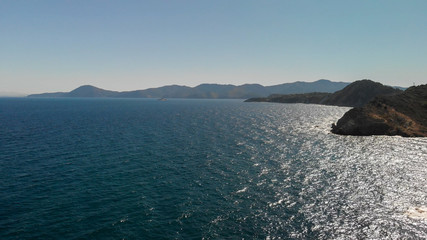 Aerial view of Sansone Beach in Elba Island, Italy.