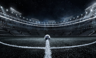 Sport Backgrounds. Soccer stadium. 3D render stadium.